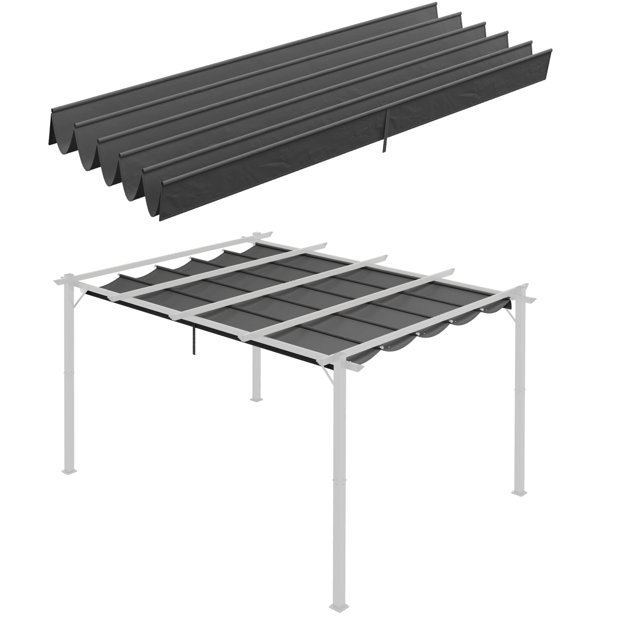 Outsunny Retractable Replacement Pergola Canopy for 10' x 13' Pergola, Pergola Cover Replacement, Dark Grey
