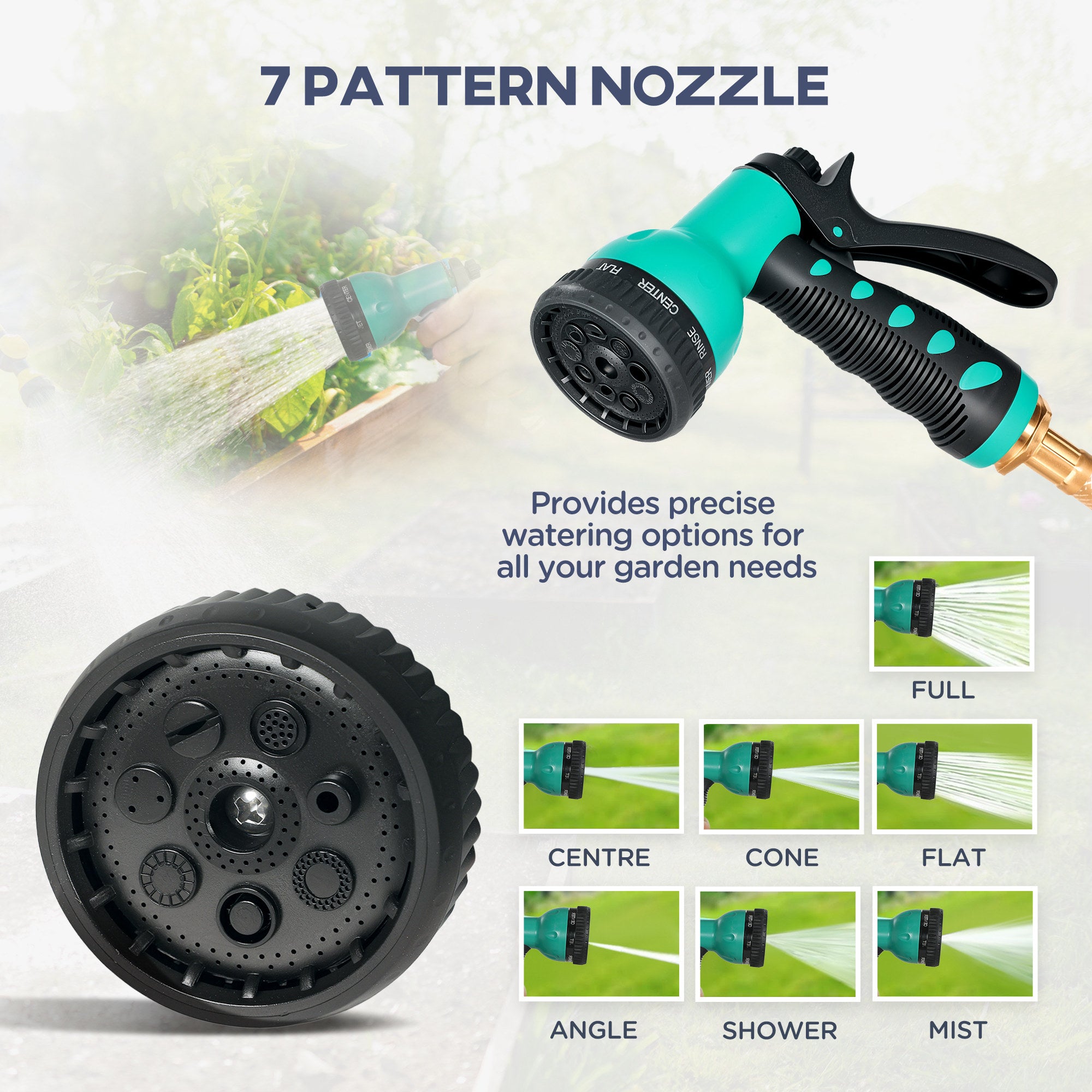 Outsunny Retractable Garden Hose Reel, 1/2 in x 100ft Wall Mounted Water Hose Reel with 7- Function Sprayer Nozzle, Auto Rewind, Any Length Lock, 180掳 Swivel Bracket, Black