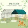 PawHut 87" Small Animal Cage, Pet Playpen for Chicken, Rabbits, Chinchillas, Outdoor Small Animal Playpen with Spire Roof, Green