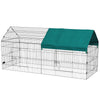 PawHut 87" Small Animal Cage, Pet Playpen for Chicken, Rabbits, Chinchillas, Outdoor Small Animal Playpen with Spire Roof, Green