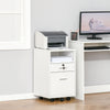 Vinsetto 2 Drawer Filing Cabinet with Lock, Vertical File Cabinet with Wheels, Mobile Office Cabinet for A4, Letter Size, White