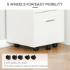 Vinsetto 2 Drawer Filing Cabinet with Lock, Vertical File Cabinet with Wheels, Mobile Office Cabinet for A4, Letter Size, White