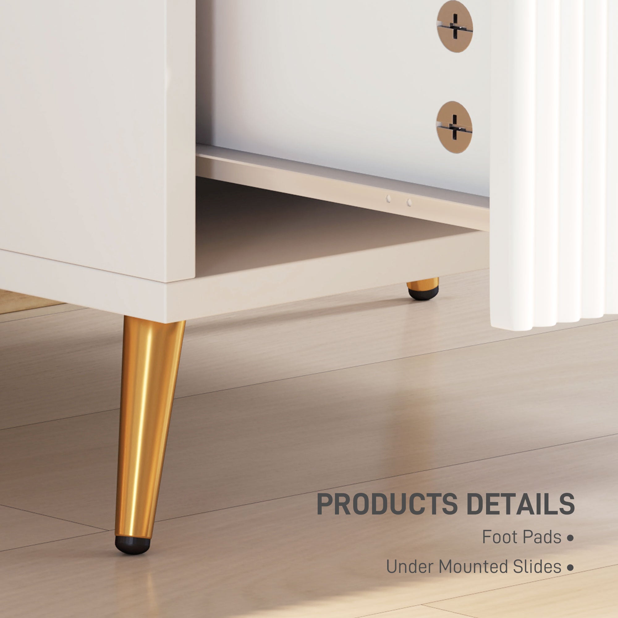 HOMCOM Bedside Table, Bedside Cabinet with 2 Drawers, Side End Table with Metal Legs for Bedroom Living Room, White