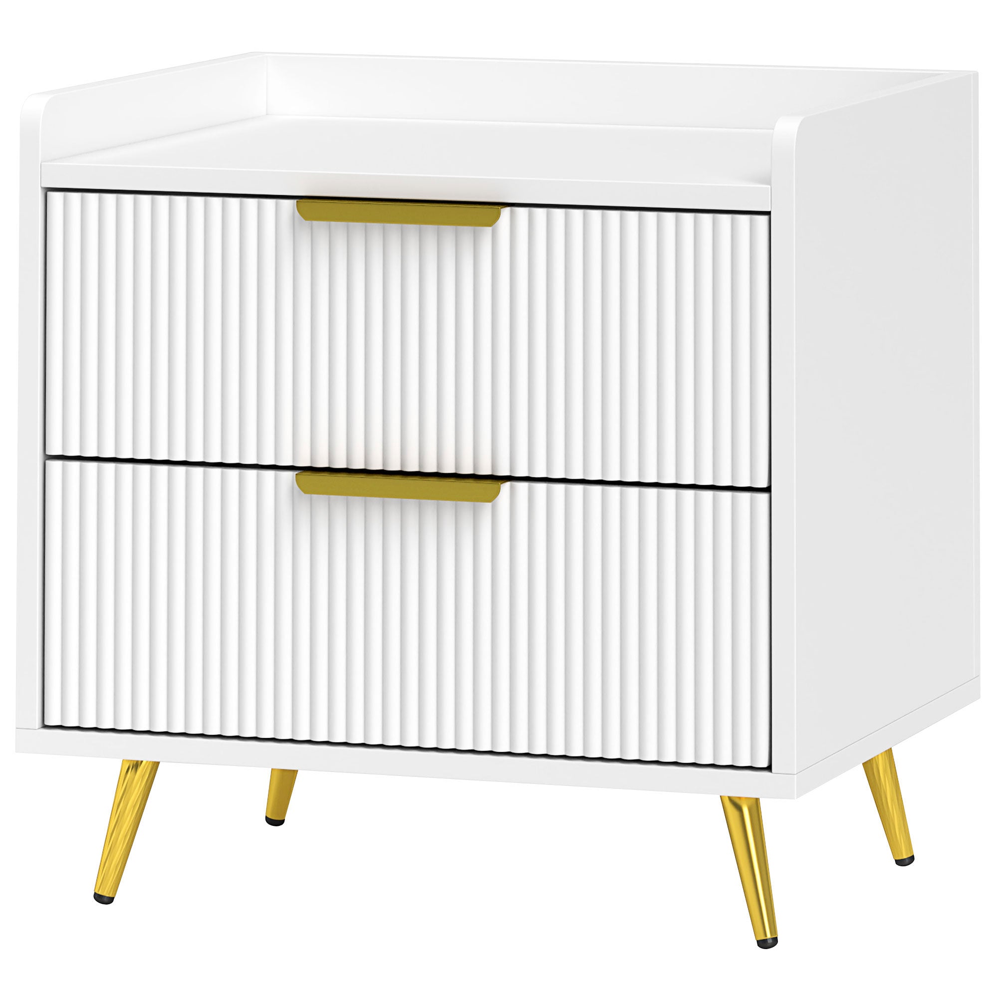 HOMCOM Bedside Table, Bedside Cabinet with 2 Drawers, Side End Table with Metal Legs for Bedroom Living Room, White