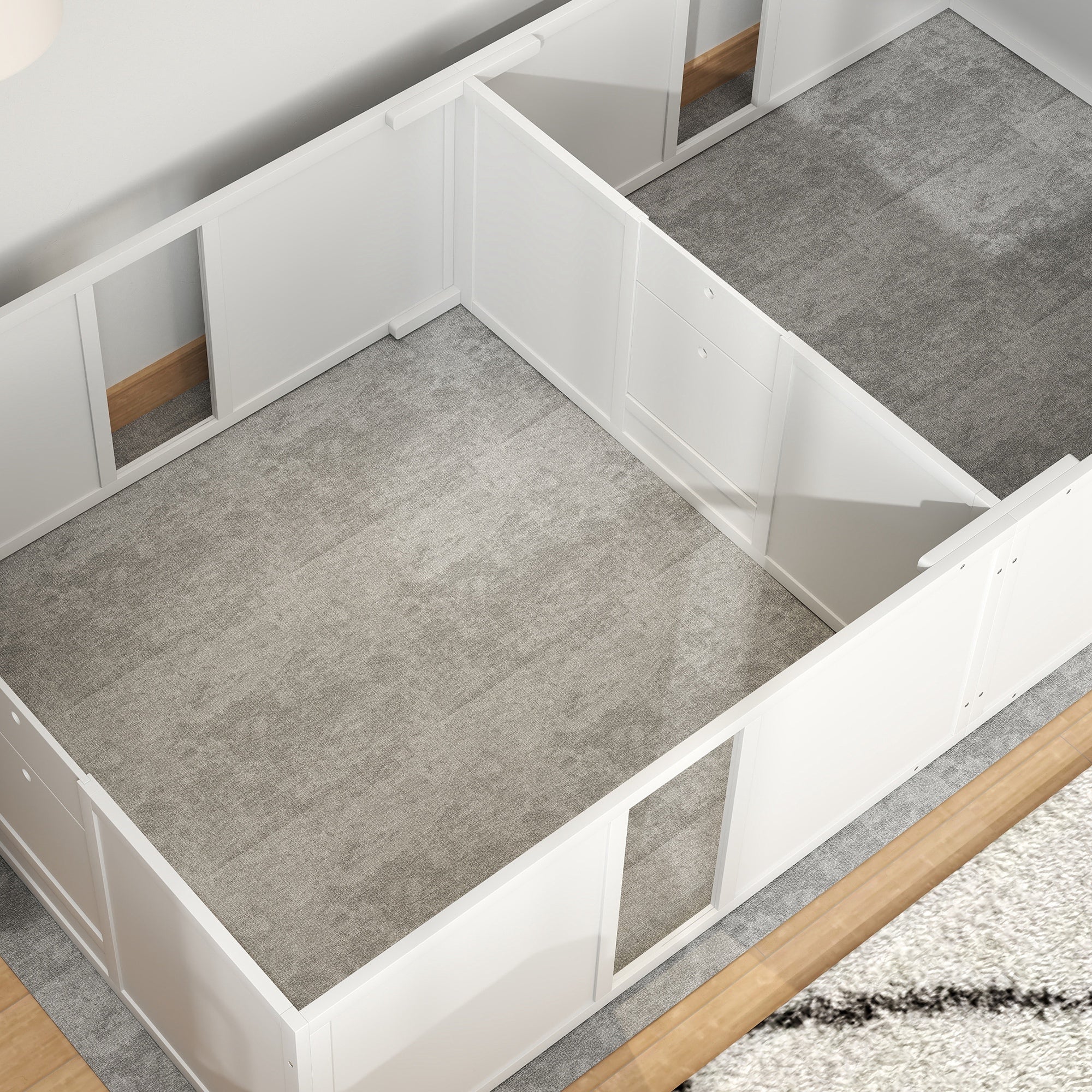 PawHut Whelping Box for Dogs and Puppies, Dog Whelping Pen, Dog Birth Supplies Indoor with Removable Adjustable Height Doors, for Large Sized Dogs, 96" x 47" x 19"