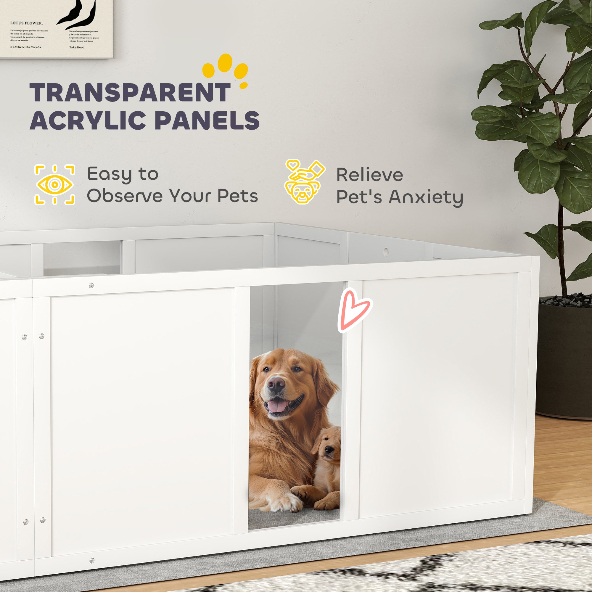PawHut Whelping Box for Dogs and Puppies, Dog Whelping Pen, Dog Birth Supplies Indoor with Removable Adjustable Height Doors, for Large Sized Dogs, 96" x 47" x 19"