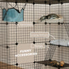 PawHut DIY Large Cat Cage Indoor, Catio Pet Playpen with Platforms, Ramps, Hammock, Kitten Exercise Place for 1-3 Cats, Bunnies, 41 x 41 x 55in, 49 Panels, Black