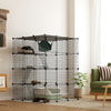 PawHut DIY Large Cat Cage Indoor, Catio Pet Playpen with Platforms, Ramps, Hammock, Kitten Exercise Place for 1-3 Cats, Bunnies, 41 x 41 x 55in, 49 Panels, Black