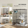 PawHut DIY Large Cat Cage Indoor, Catio Pet Playpen with Platforms, Ramps, Hammock, Kitten Exercise Place for 1-3 Cats, Bunnies, 41 x 41 x 55in, 49 Panels, Black
