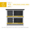 PawHut Solid Wood Rabbit/Bunny Hutch with 2 Large Main Rooms, Protection from UV Rays and Water, and Firm Cage, Grey