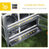 PawHut Solid Wood Rabbit/Bunny Hutch with 2 Large Main Rooms, Protection from UV Rays and Water, and Firm Cage, Grey