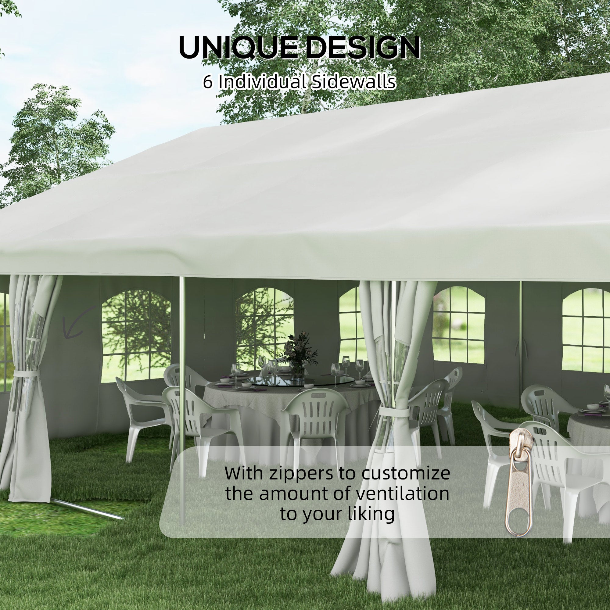 Outsunny 20' x 40' Party Tent, Heavy Duty Outdoor Canopy Tent Shelter with Removable Sidewalls, 2 Doors and 20 Windows, Large Tent for Parties, Wedding, Events, BBQ Grill, White