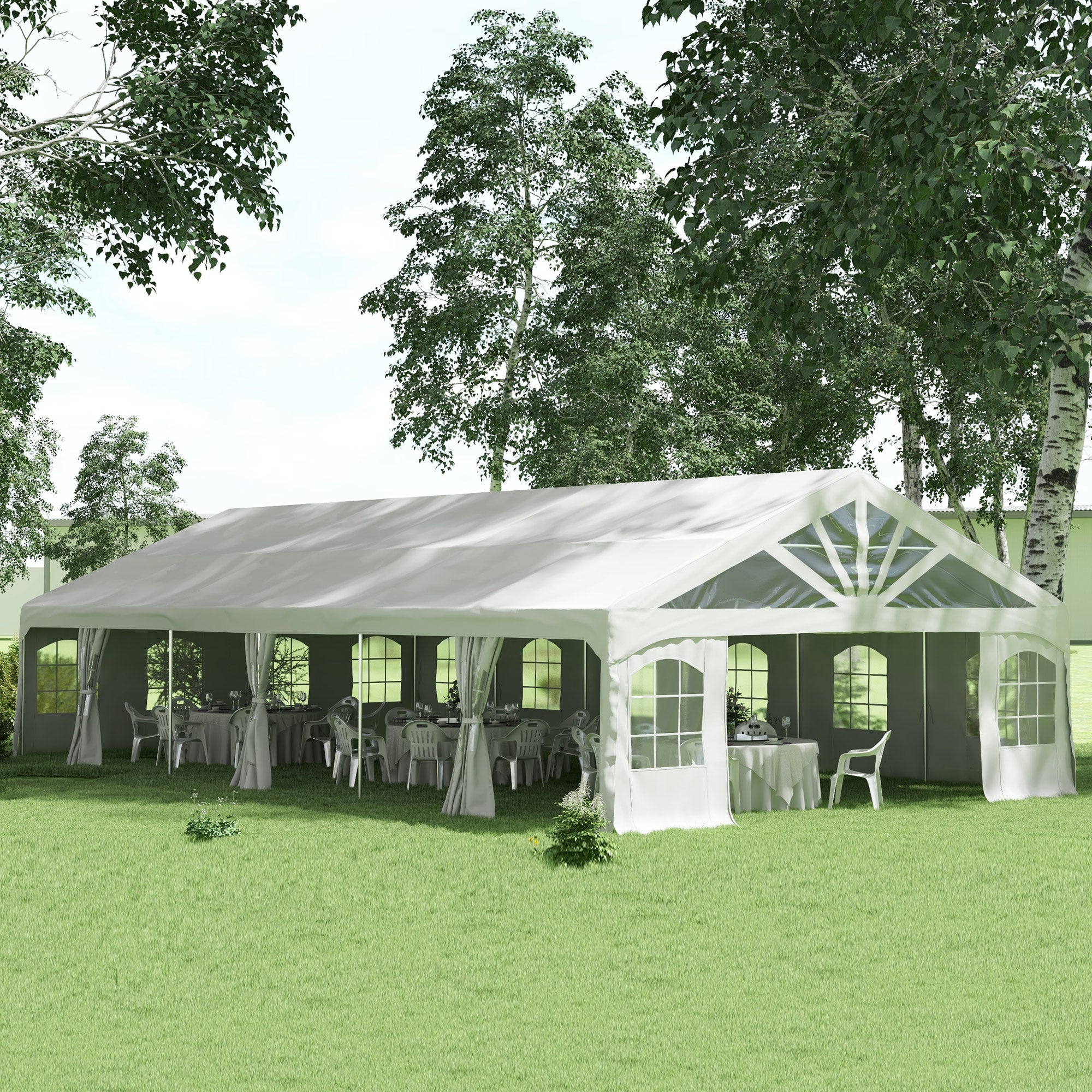 Outsunny 20' x 40' Party Tent, Heavy Duty Outdoor Canopy Tent Shelter with Removable Sidewalls, 2 Doors and 20 Windows, Large Tent for Parties, Wedding, Events, BBQ Grill, White