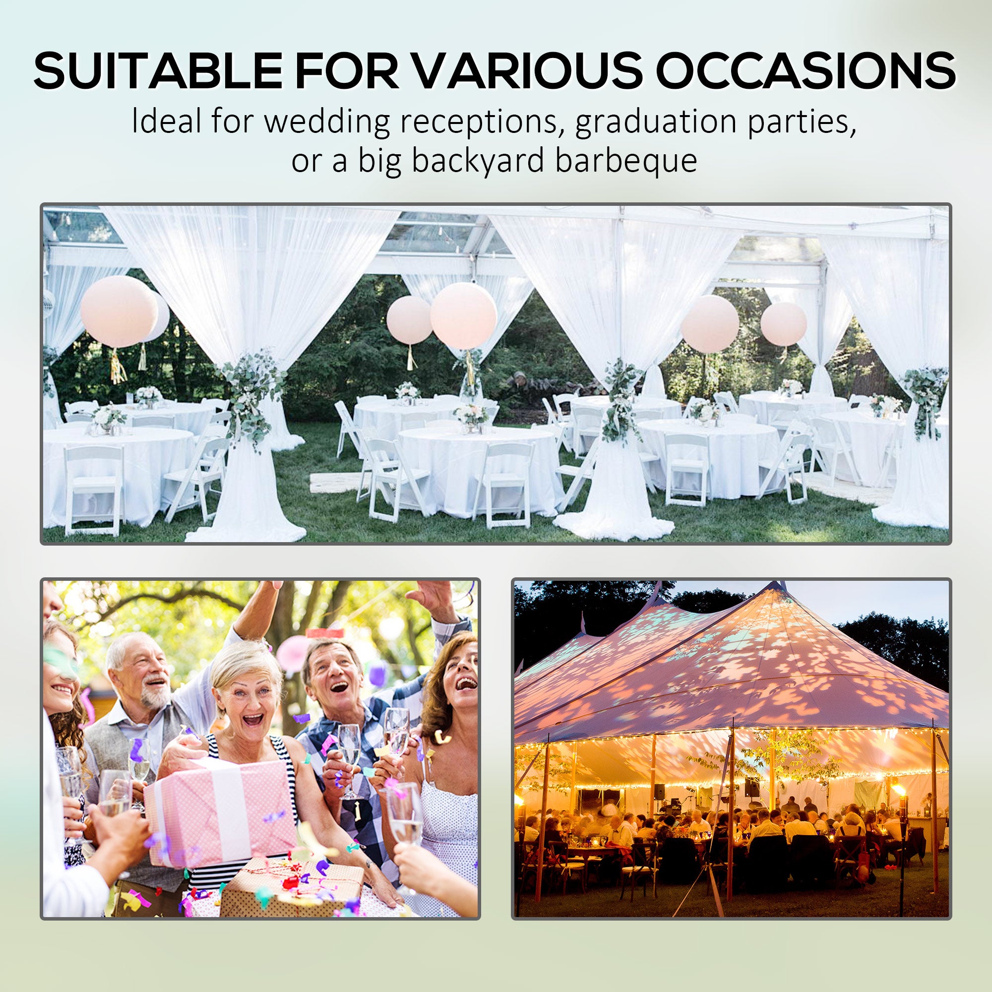 Outsunny 20' x 40' Party Tent, Heavy Duty Outdoor Canopy Tent Shelter with Removable Sidewalls, 2 Doors and 20 Windows, Large Tent for Parties, Wedding, Events, BBQ Grill, White