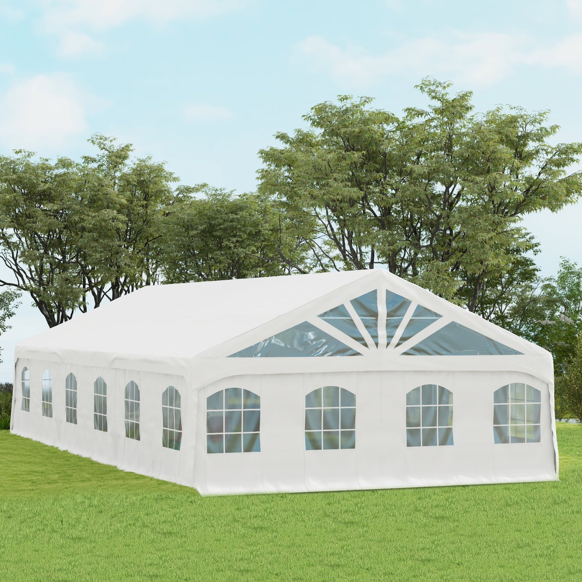 Outsunny 20' x 40' Party Tent, Heavy Duty Outdoor Canopy Tent Shelter with Removable Sidewalls, 2 Doors and 20 Windows, Large Tent for Parties, Wedding, Events, BBQ Grill, White