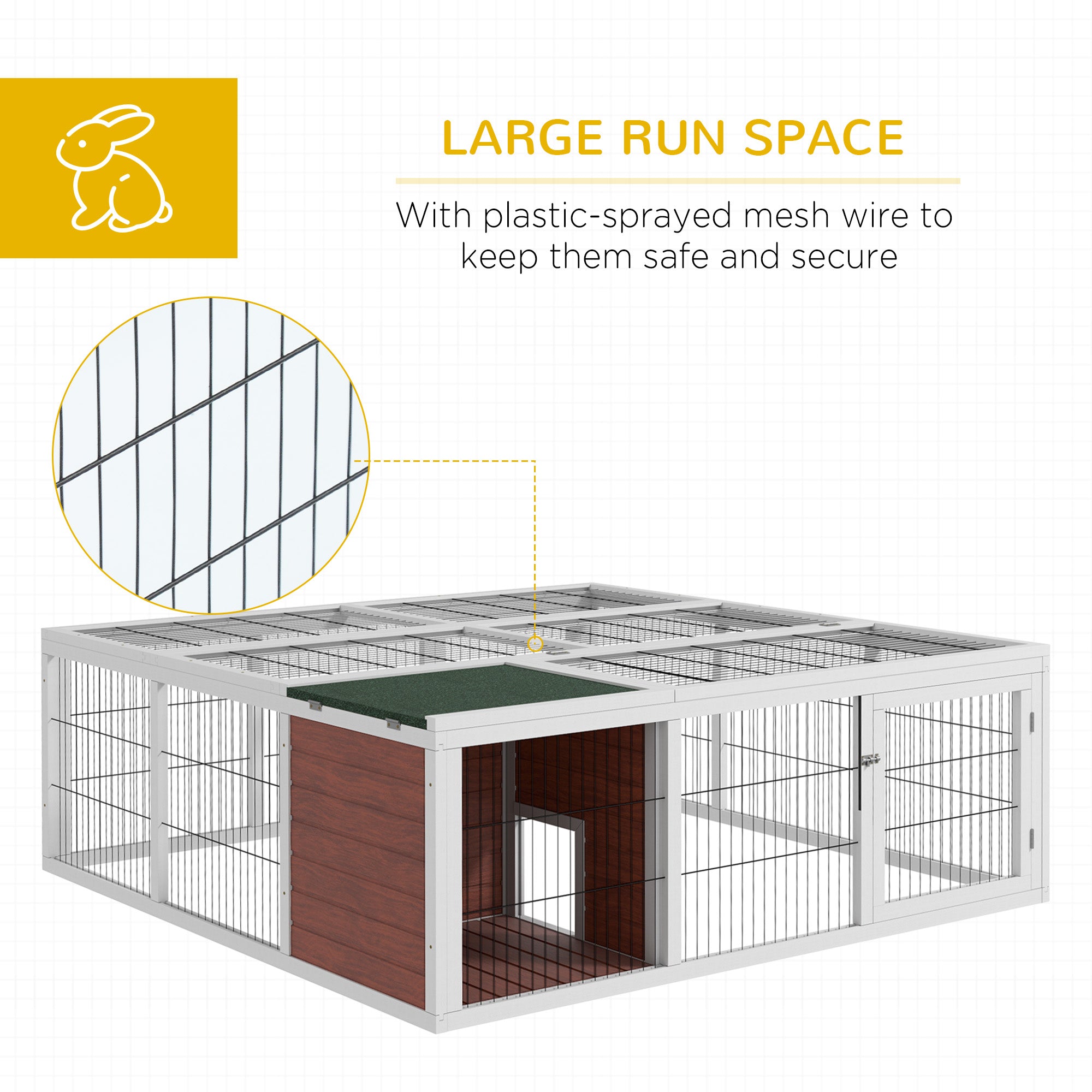 PawHut 64" Outdoor Rabbit Hutch Playpen, Wooden Tortoise House Habitat, Bunny Cage with Run and Enclosed Cover Indoor
