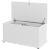 HOMCOM 31.5" Lift Top Storage Chest with 2 Safety Hinges, Storage Box Organizer with Flip-Top Lid, Entryway Storage Bench, White