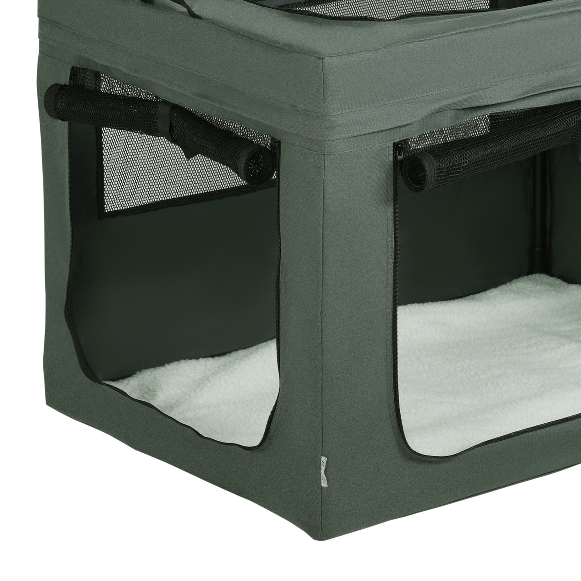 PawHut 90cm Pet Carrier for Medium and Large Dogs, Portable Cat Carrier Soft Side Pet Travel Crate with Removable Mat, Carry Bag, Breathable Mesh Window Door - Grey