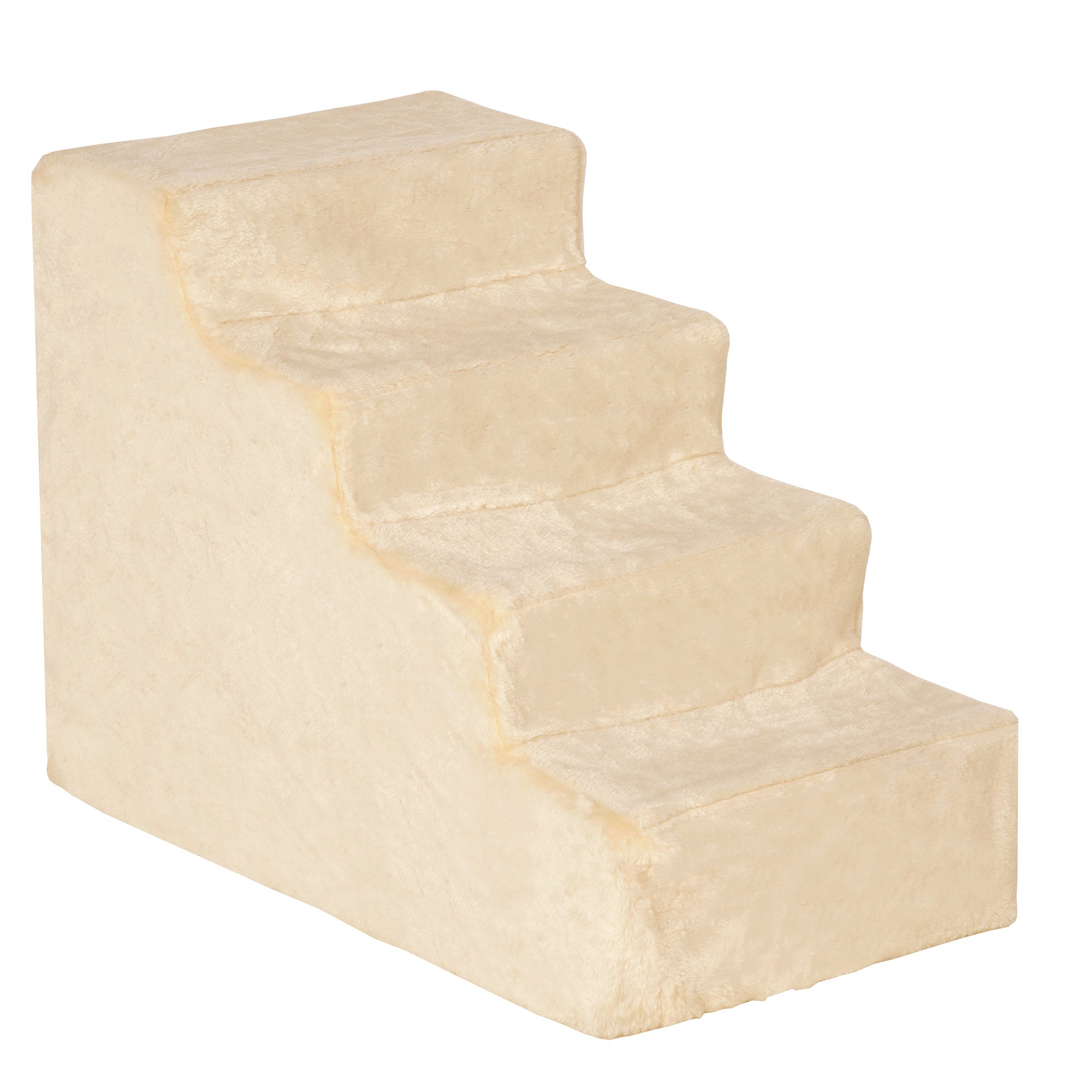 PawHut Pet Steps Ladder for Cats and Dogs, Pet Stairs, Ladder for Climbing on Bed, Sofa with Removable Cover, Beige