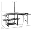 Outsunny Camping Kitchen Table, Folding Portable Cook Station, Aluminum Camping Table with Carrying Bag, 3 Side Tables, 2 Shelves and Detachable Sink for BBQ, RV, Picnic, Black