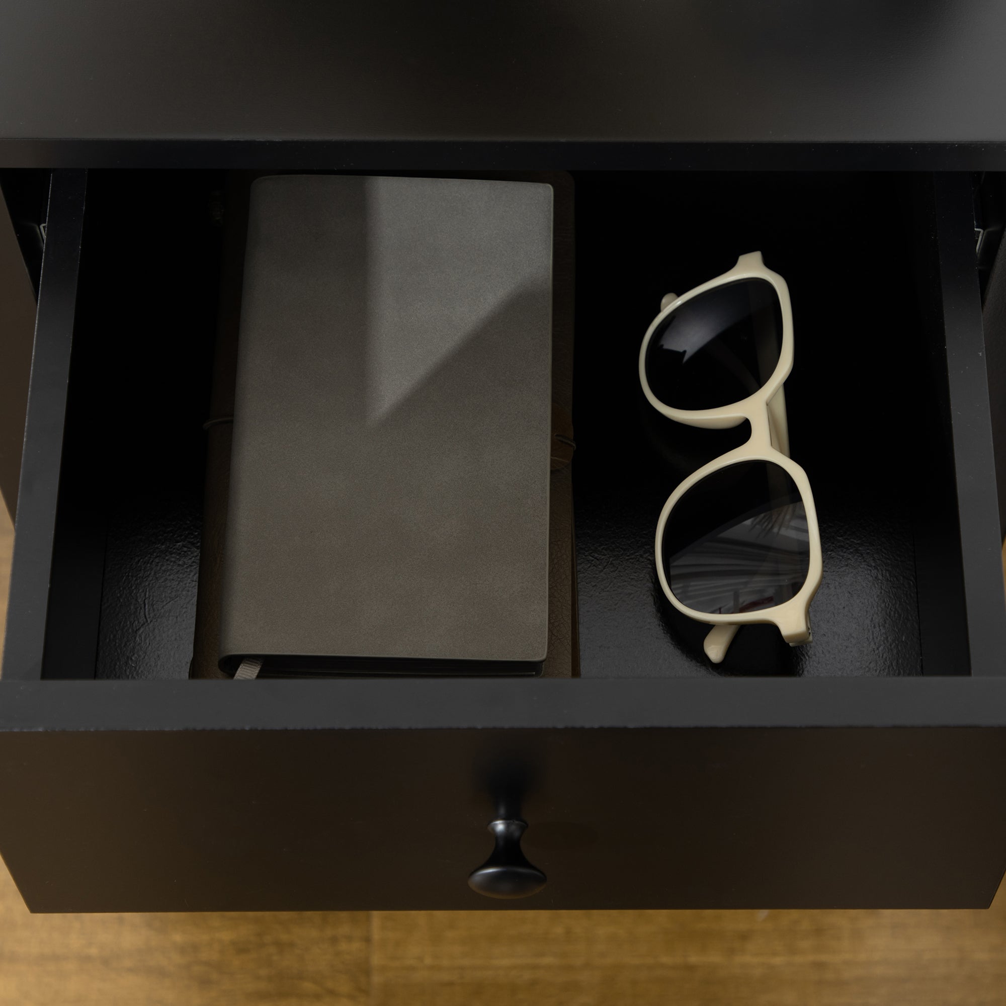 HOMCOM Side Table Set of 2, End Tables with Drawer and Bottom Shelf, 2-tier Nightstand for Bedroom, Living Room, Black