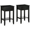 HOMCOM Side Table Set of 2, End Tables with Drawer and Bottom Shelf, 2-tier Nightstand for Bedroom, Living Room, Black