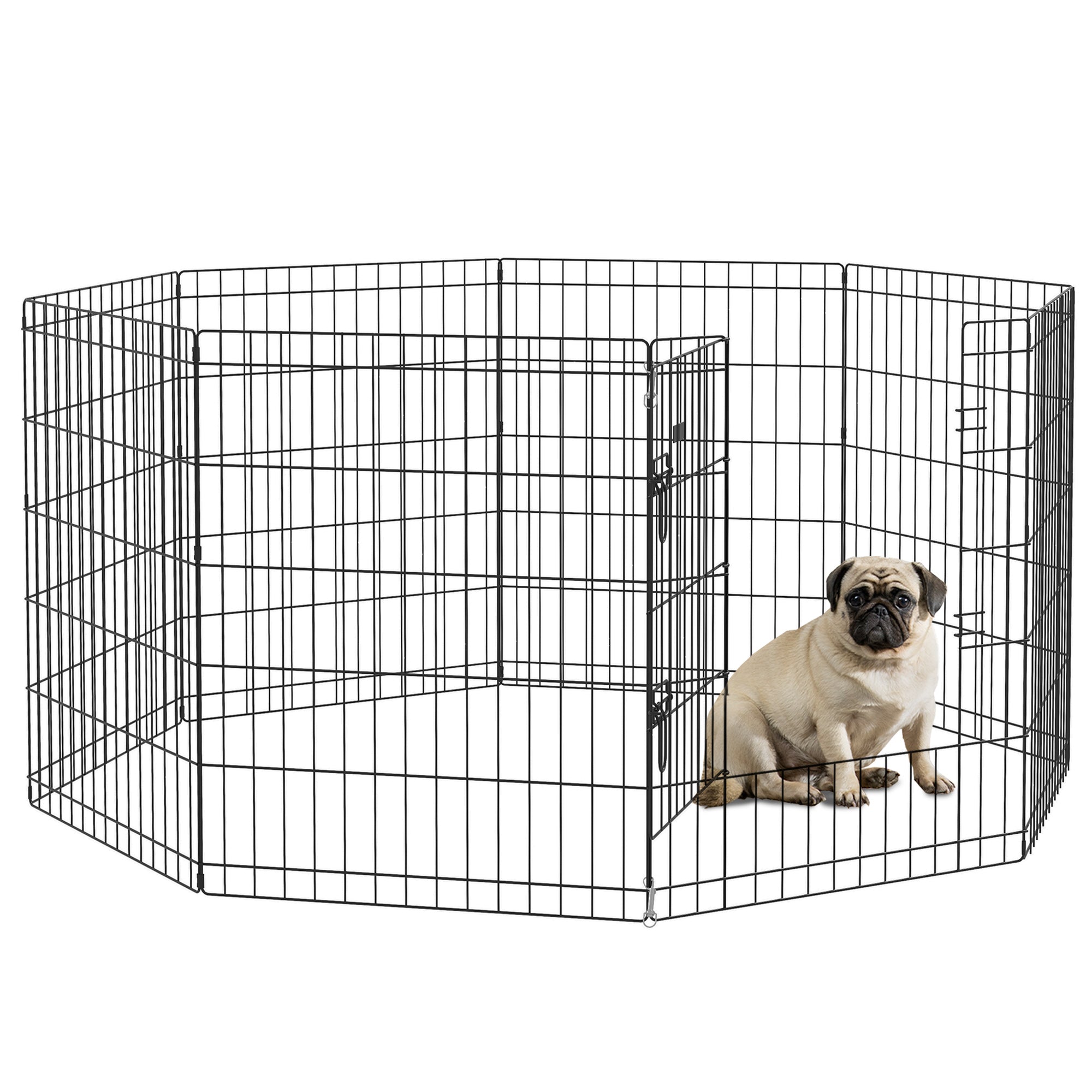 PawHut Dog Playpen Puppy Play Pen, Pet Exercise Fences for Outside Indoor, Foldable Dog Kennel, 30"H