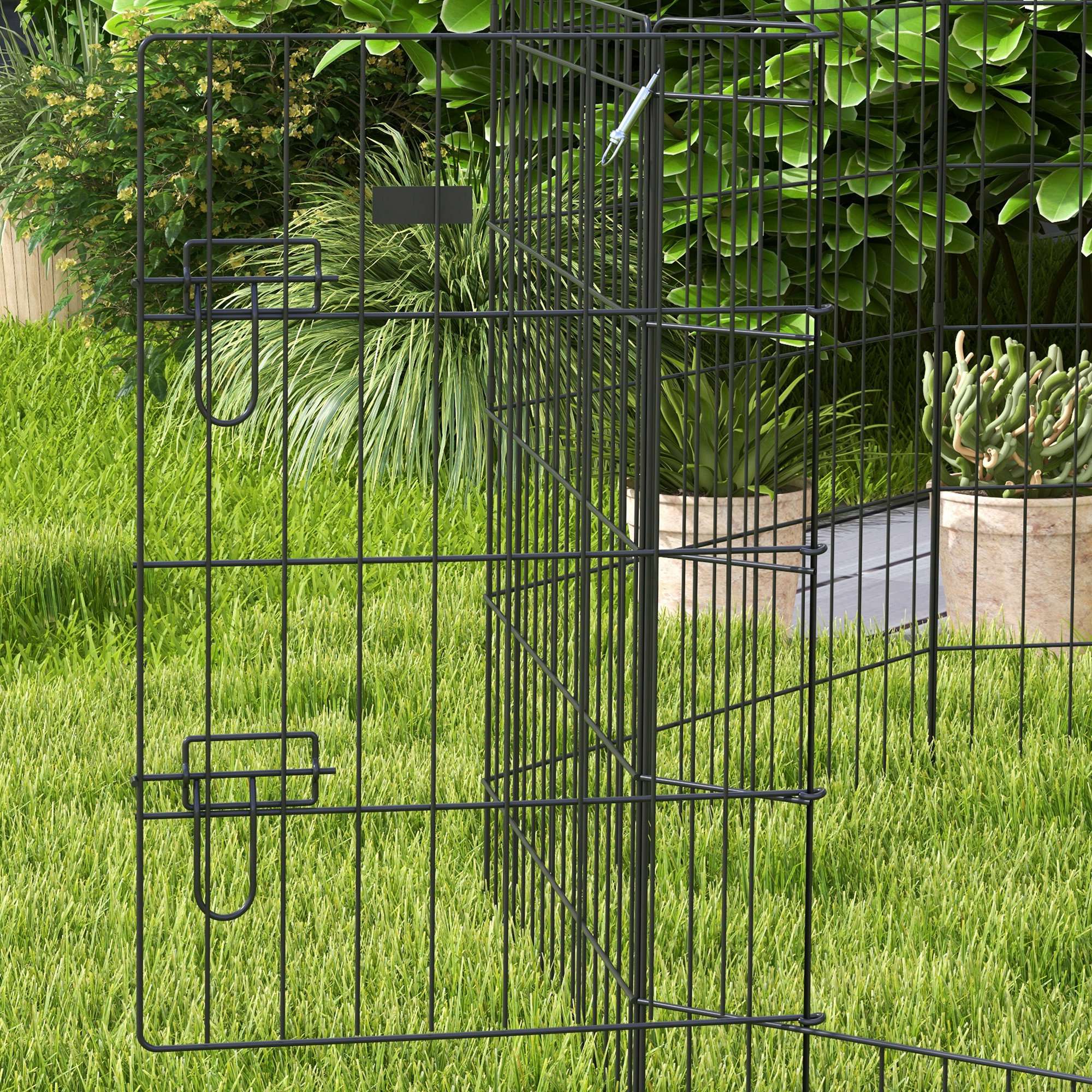 PawHut Dog Playpen Puppy Play Pen, Pet Exercise Fences for Outside Indoor, Foldable Dog Kennel, 30"H
