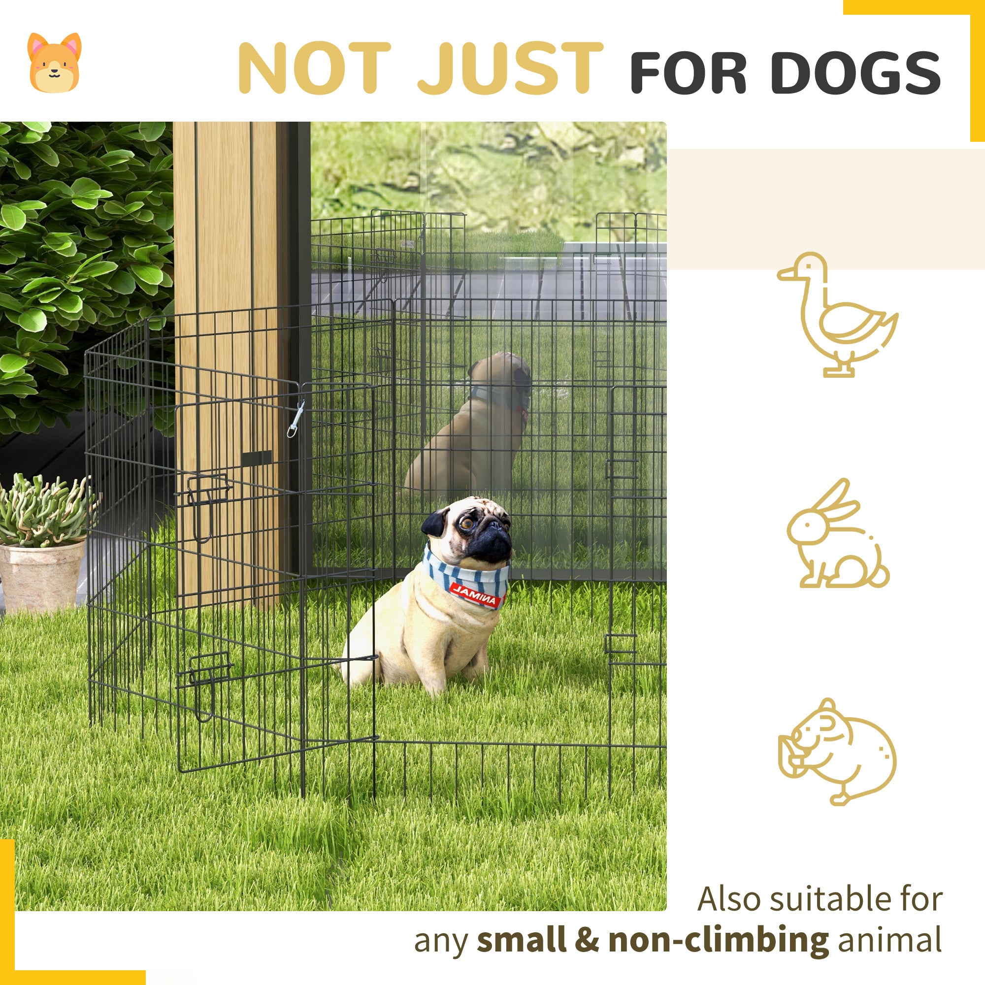 PawHut Dog Playpen Puppy Play Pen, Pet Exercise Fences for Outside Indoor, Foldable Dog Kennel, 30"H
