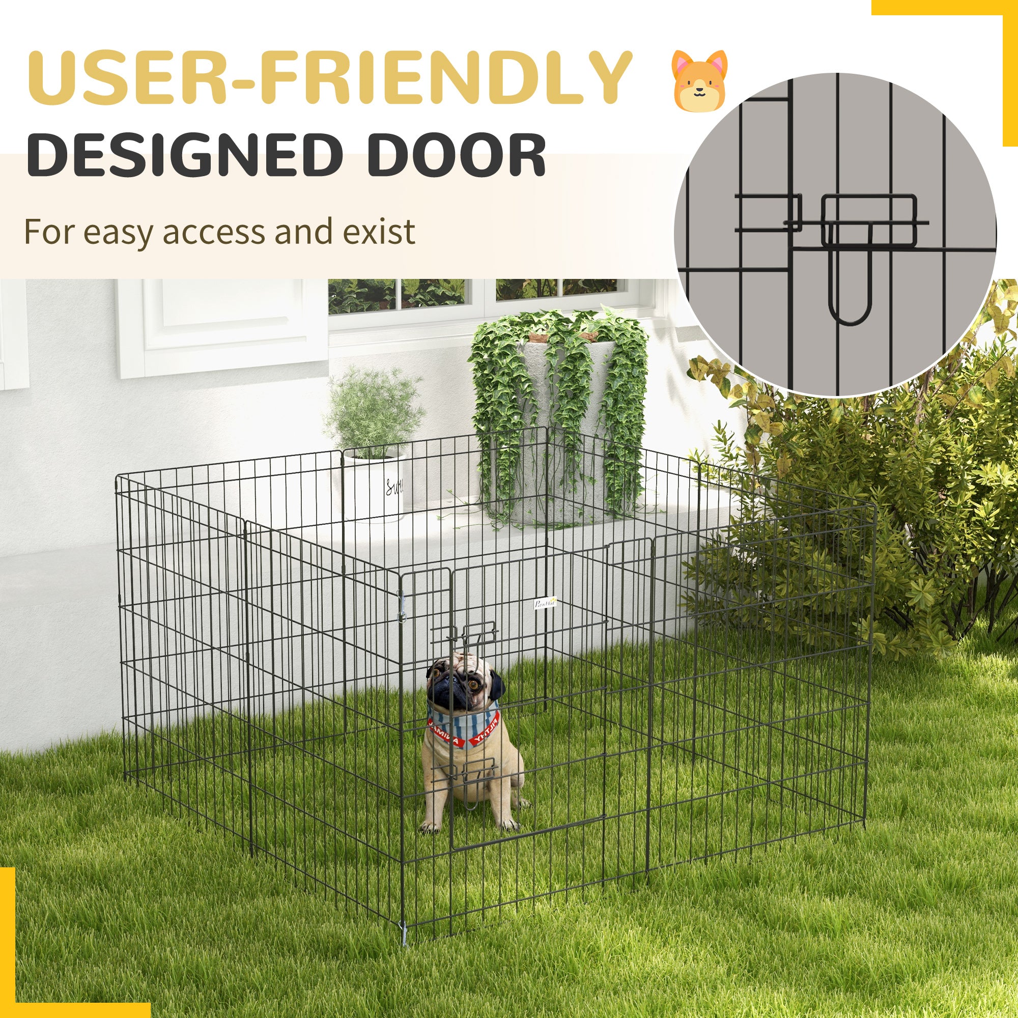 PawHut Dog Playpen Puppy Play Pen, Pet Exercise Fences for Outside Indoor, Foldable Dog Kennel, 30"H
