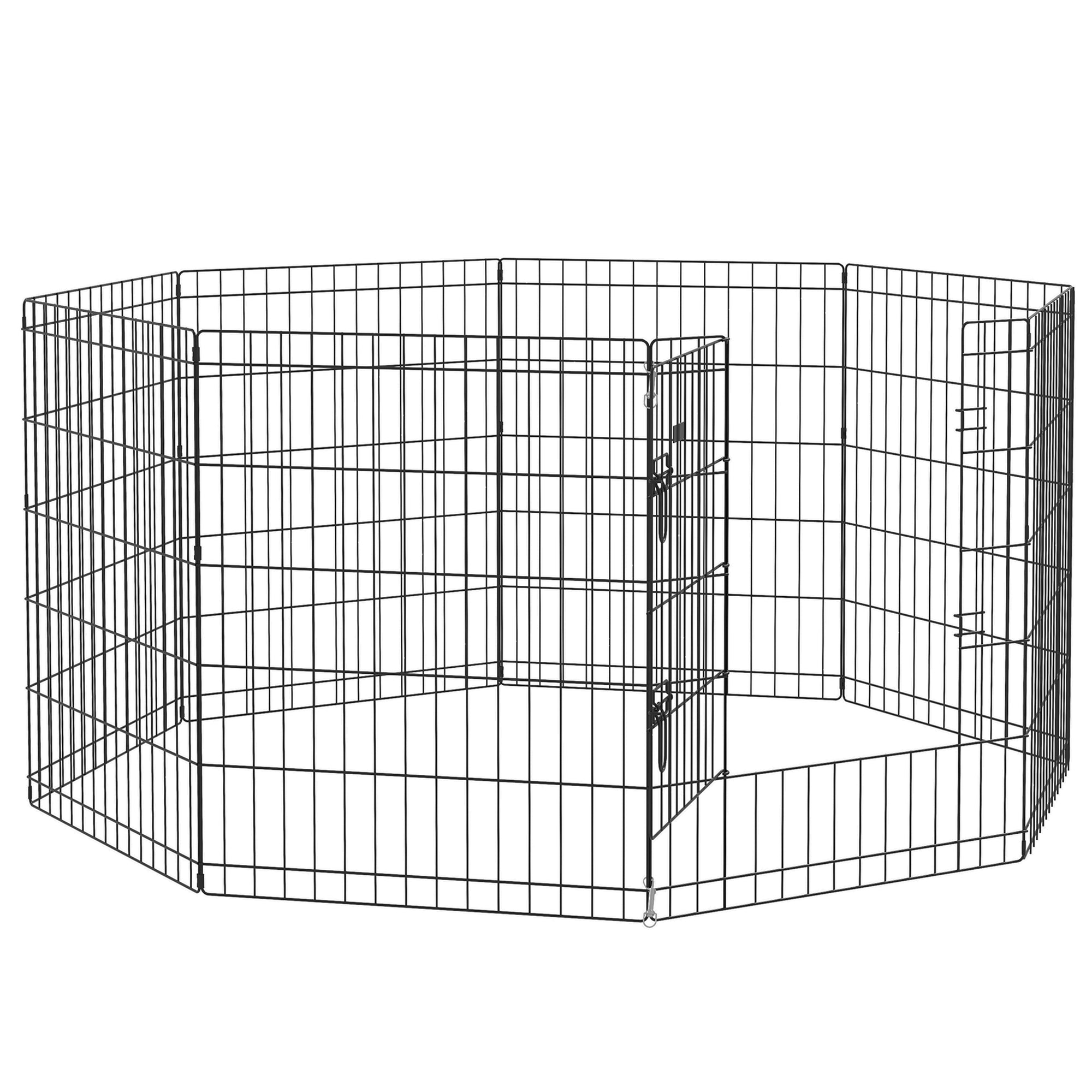 PawHut Dog Pen, 8 Panel Dog Playpen, DIY Design with Door, for Medium Dogs, Puppies, Small Animals, for Indoor/Outdoor Use, 76cm High