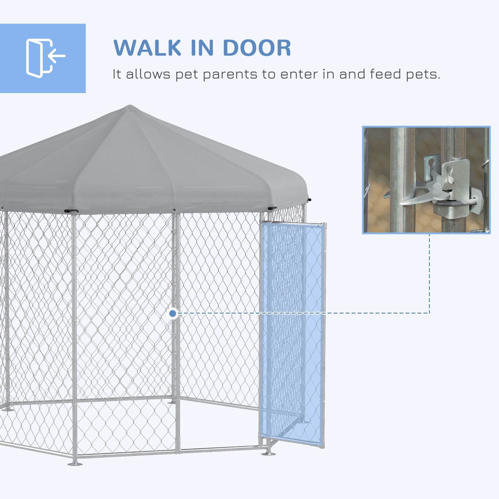 PawHut Outdoor Dog Kennel Dog Run with Waterproof, UV Resistant Cover for Medium and Large Sized Dogs, 9.2' x 8' x 7.7', Silver