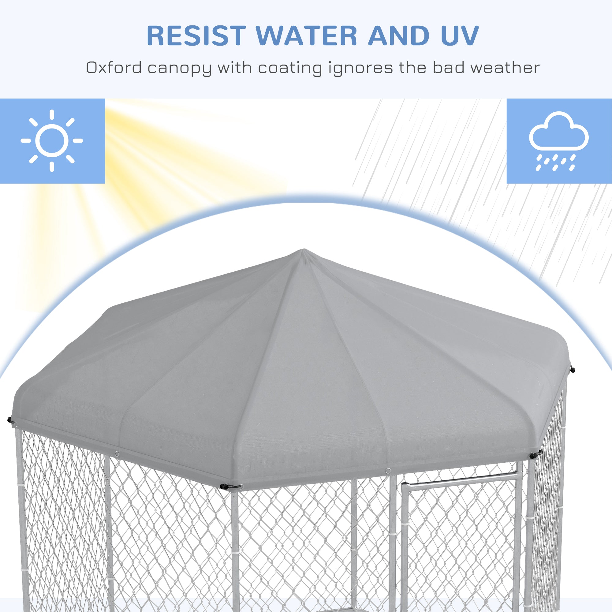 PawHut Outdoor Dog Kennel Dog Run with Waterproof, UV Resistant Cover for Medium and Large Sized Dogs, 9.2' x 8' x 7.7', Silver