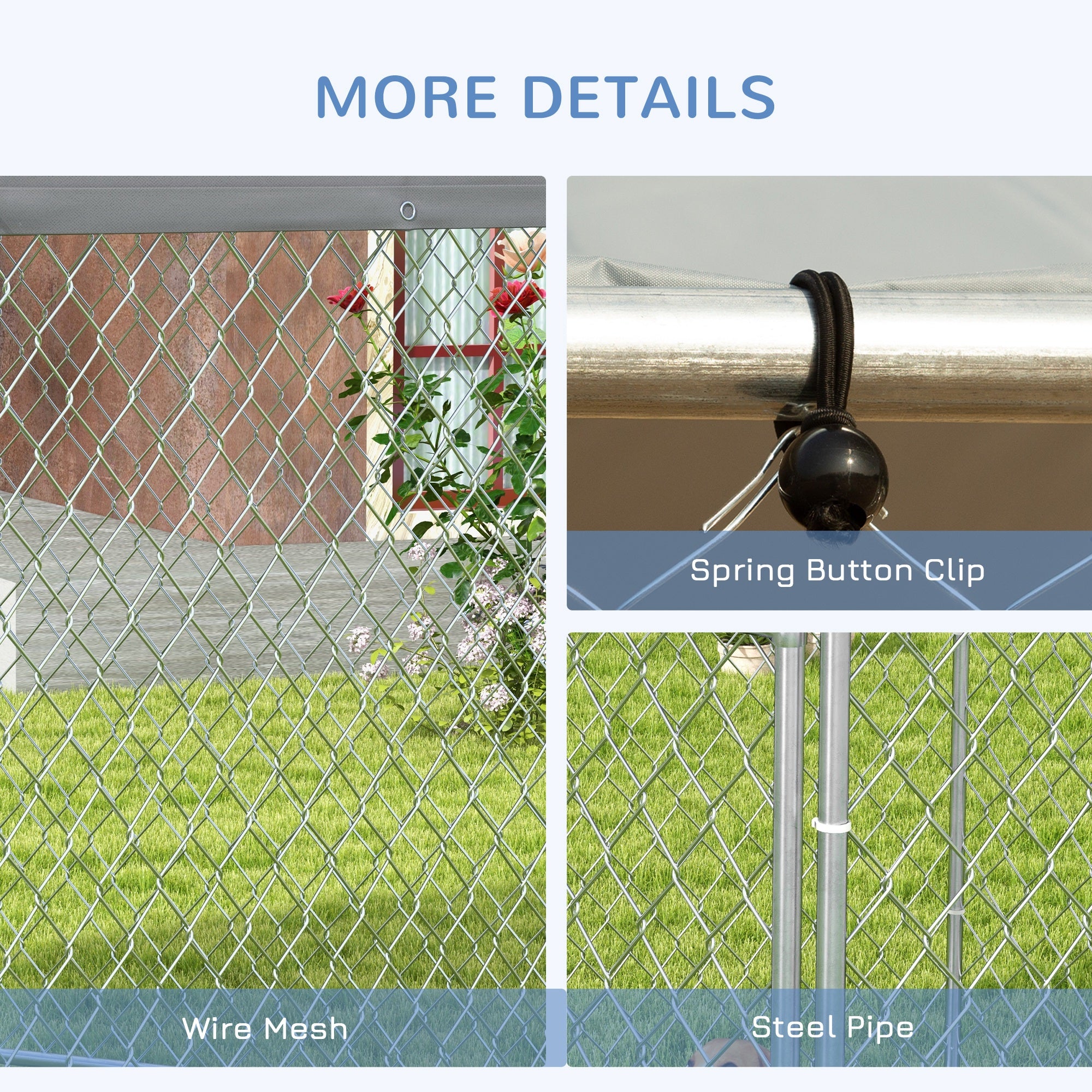 PawHut Outdoor Dog Kennel Dog Run with Waterproof, UV Resistant Cover for Medium and Large Sized Dogs, 9.2' x 8' x 7.7', Silver