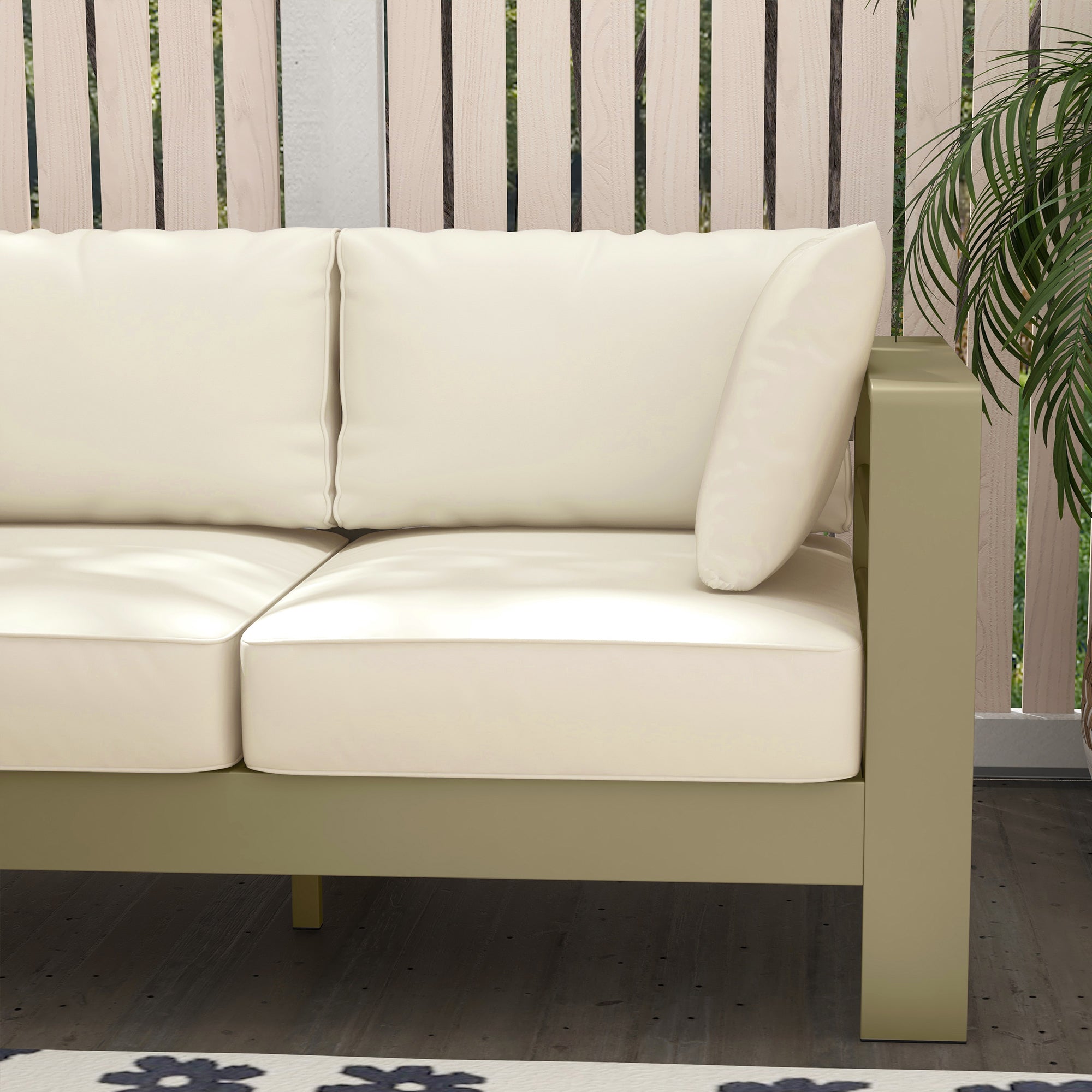 Outsunny Aluminum Patio Loveseat with Thick Cushions, Outdoor Seating for 2 with Armrests, All-Weather Garden Sofa, for Garden, Balcony, Backyard, 54.3