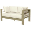 Outsunny Aluminum Patio Loveseat with Thick Cushions, Outdoor Seating for 2 with Armrests, All-Weather Garden Sofa, for Garden, Balcony, Backyard, 54.3"x27.6"x24.6", Cream White