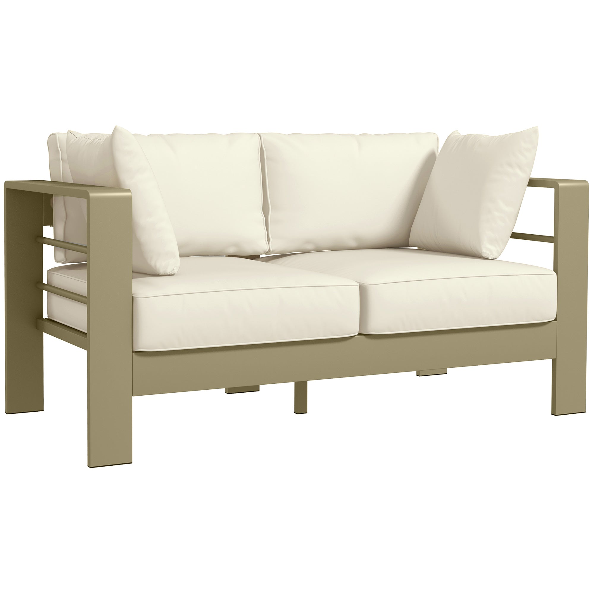 Outsunny Aluminum Patio Loveseat with Thick Cushions, Outdoor Seating for 2 with Armrests, All-Weather Garden Sofa, for Garden, Balcony, Backyard, 54.3