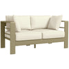 Outsunny Aluminum Patio Loveseat with Thick Cushions, Outdoor Seating for 2 with Armrests, All-Weather Garden Sofa, for Garden, Balcony, Backyard, 54.3"x27.6"x24.6", Cream White