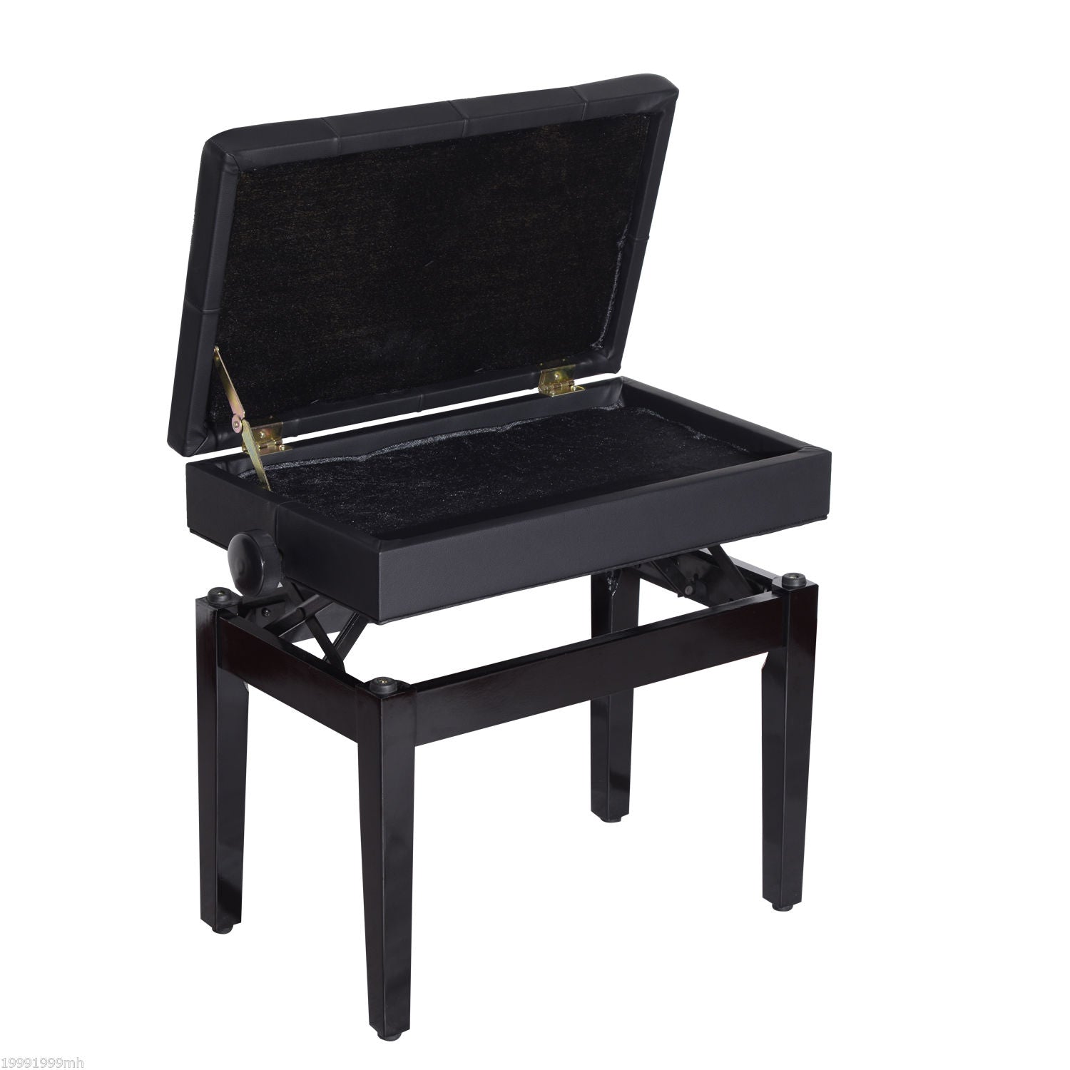 HOMCOM Height Adjustable Piano Bench with Thick and Soft PU Leather Padded, with Enough Music Storage Design, Black