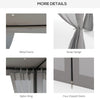 Outsunny 12' x 10' Patio Gazebo Outdoor Pavilion 2 Tire Roof Canopy Shelter Garden Event Party Tent Yard Sun Shade Steel Frame w/ Mosquito Netting, Light Grey