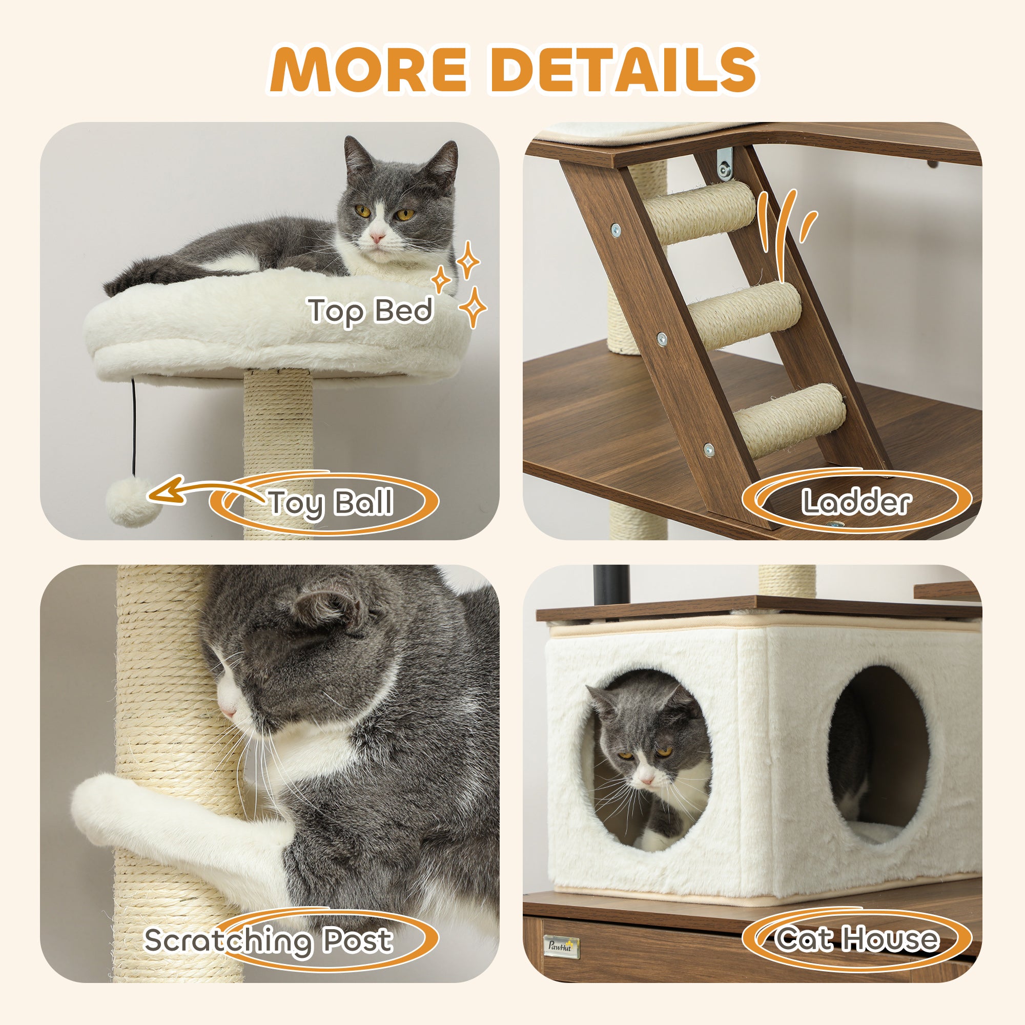 PawHut 68.5" Cat Tree with Litter Box Enclosure, 2 in 1 Cat Tower for Indoor Cats, Hidden Litter Box Furniture with Scratching Posts, Washable Cushions, Condo, Bed, Ladder, Dangling Ball Toy, Brown