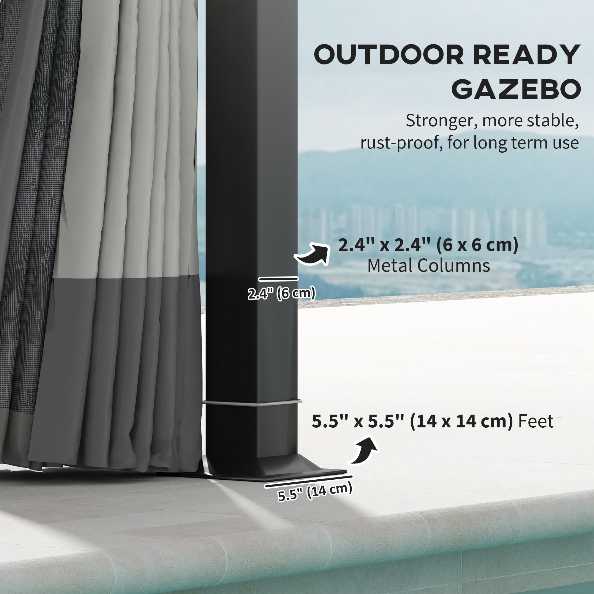 Outsunny 11' x 13' Patio Gazebo, Double Roof Outdoor Gazebo Canopy Shelter with Netting & Curtains, Galvanized Metal Frame for Garden, Lawn, Backyard and Deck, Light Grey