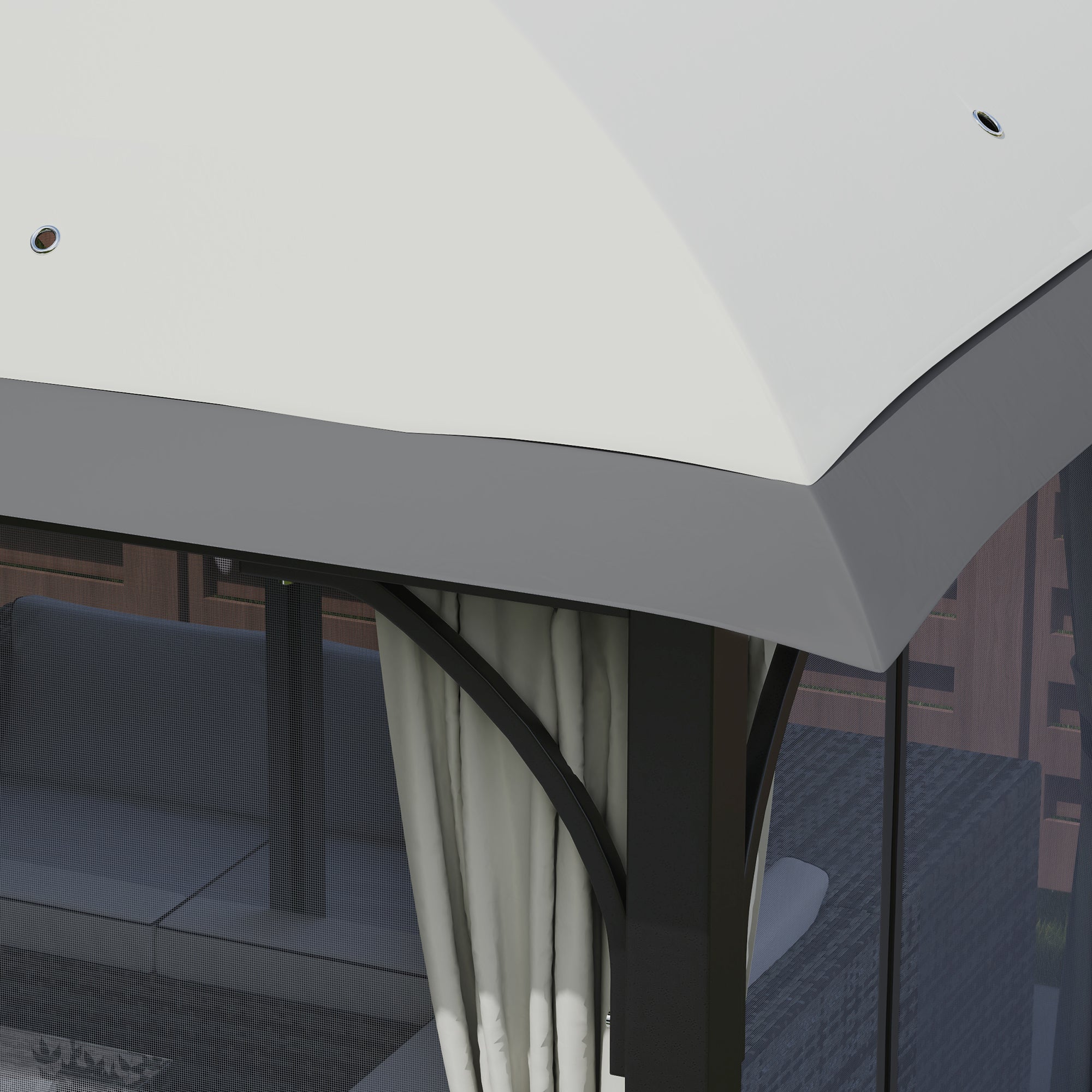 Outsunny 11' x 13' Patio Gazebo, Double Roof Outdoor Gazebo Canopy Shelter with Netting & Curtains, Galvanized Metal Frame for Garden, Lawn, Backyard and Deck, Light Grey