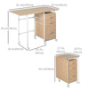 HOMCOM Foldable Computer Desk with Drawers, Executive Student Table with Storage Shelf, 6 Wheels for Bedroom Home Office Workstation, Natural