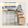 HOMCOM Foldable Computer Desk with Drawers, Executive Student Table with Storage Shelf, 6 Wheels for Bedroom Home Office Workstation, Natural