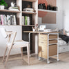 HOMCOM Foldable Computer Desk with Drawers, Executive Student Table with Storage Shelf, 6 Wheels for Bedroom Home Office Workstation, Natural