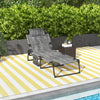 Outsunny Folding Lounge Chair with 4-level Reclining Back, Outdoor Tanning Chair with Cushion, Outdoor Lounge Chair with Breathable Mesh Fabric, Side Pocket, Headrest, Blue
