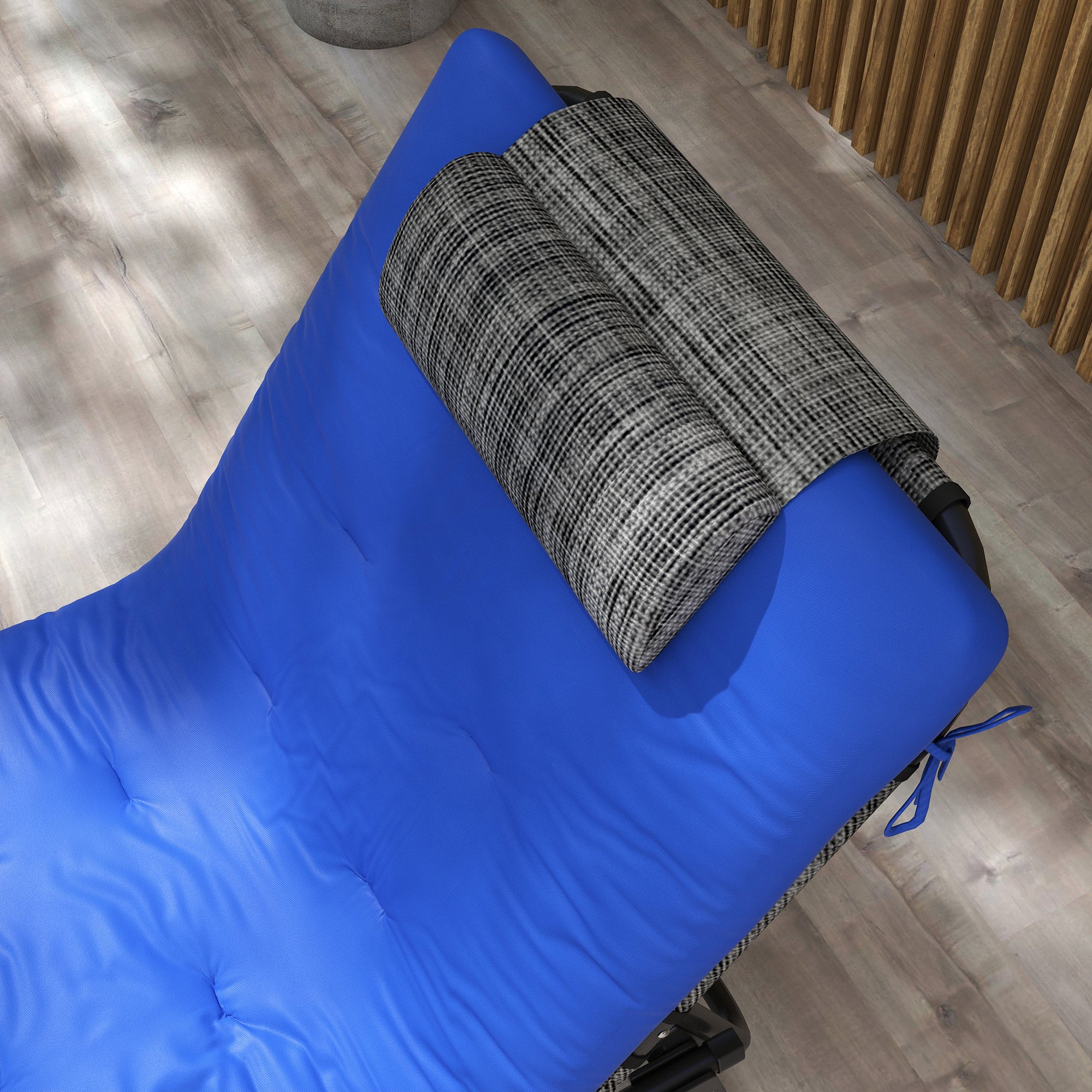 Outsunny Folding Lounge Chair with 4-level Reclining Back, Outdoor Tanning Chair with Cushion, Outdoor Lounge Chair with Breathable Mesh Fabric, Side Pocket, Headrest, Blue