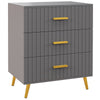 HOMCOM Bedroom Chest of Drawers, Modern 3-Drawer Dresser, Storage Drawer Unit with Aluminium Legs, Dark Grey