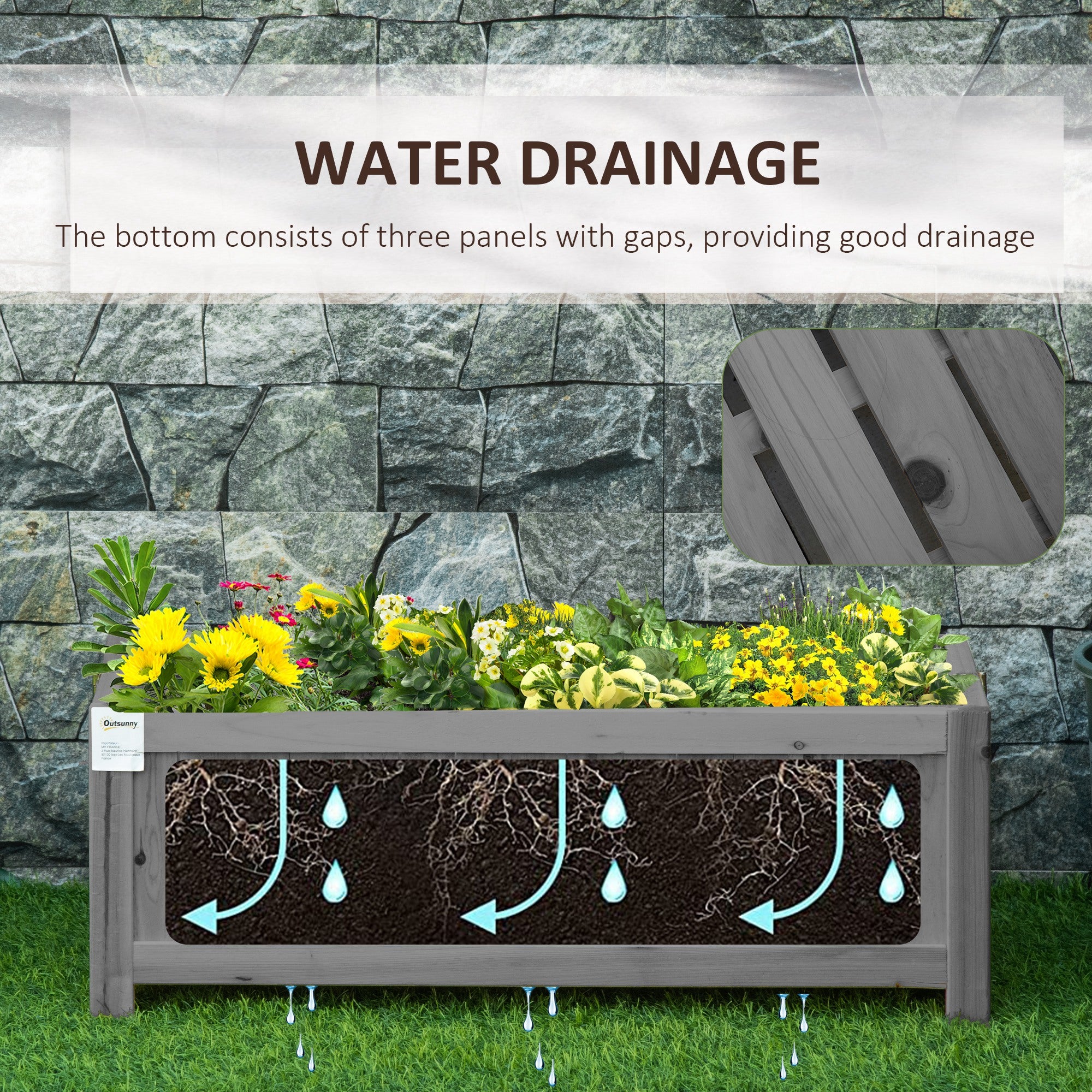 Outsunny 28" x 12" Foldable Raised Garden Bed, Elevated Planter Box, Wooden Planting Bed for Backyard, Patio to Grow Vegetables, Herbs, and Flowers, Grey